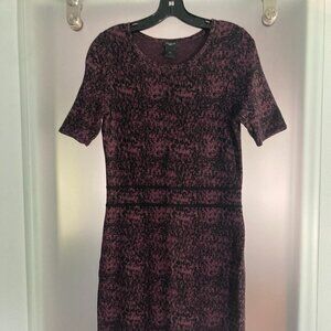 Ann Taylor Petit Aubergine & Black Short Sleeve Knit Dress Sz MP